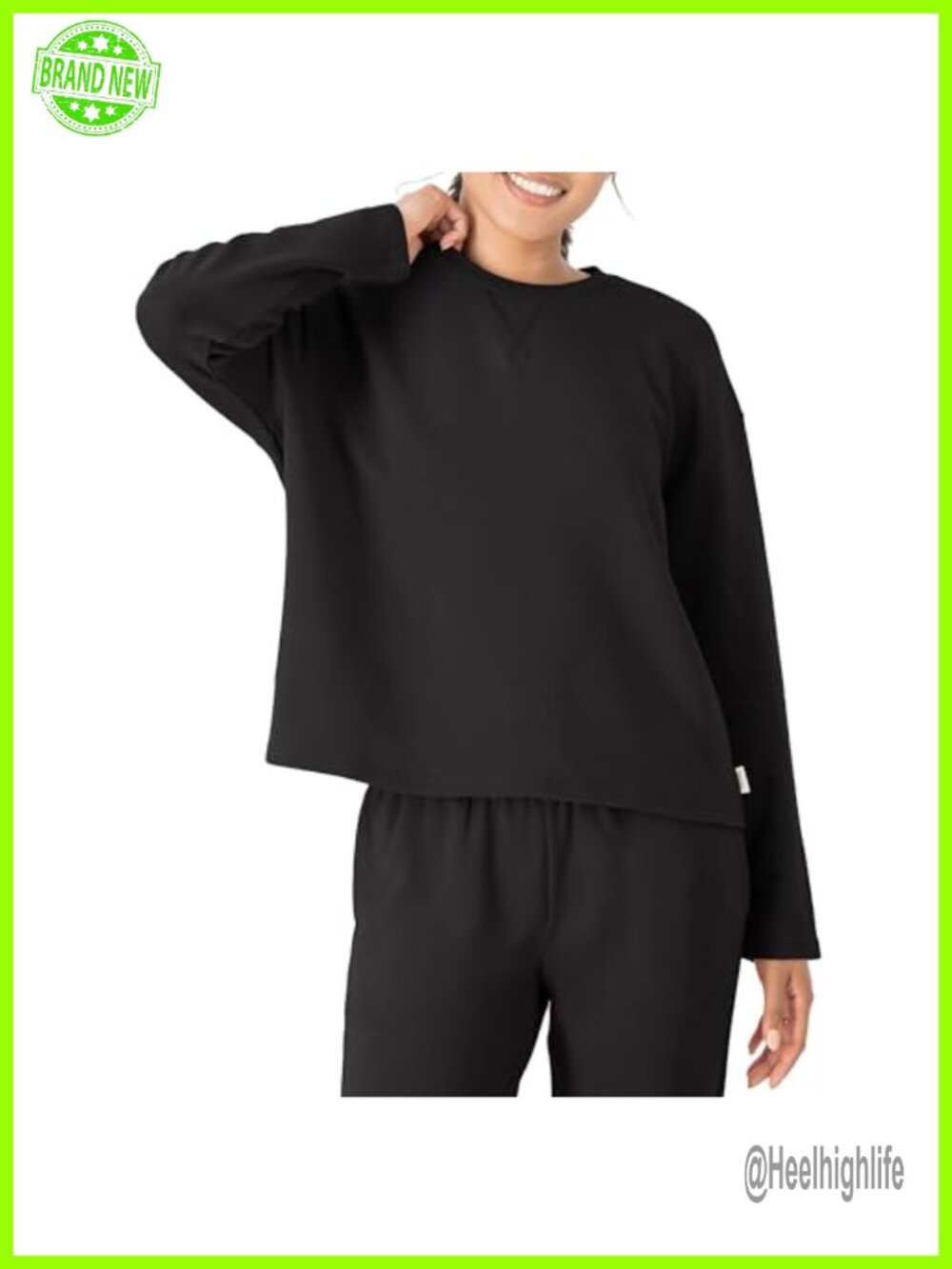 French Terry Cropped Crewneck Sweatshirt Pullover Loungewear